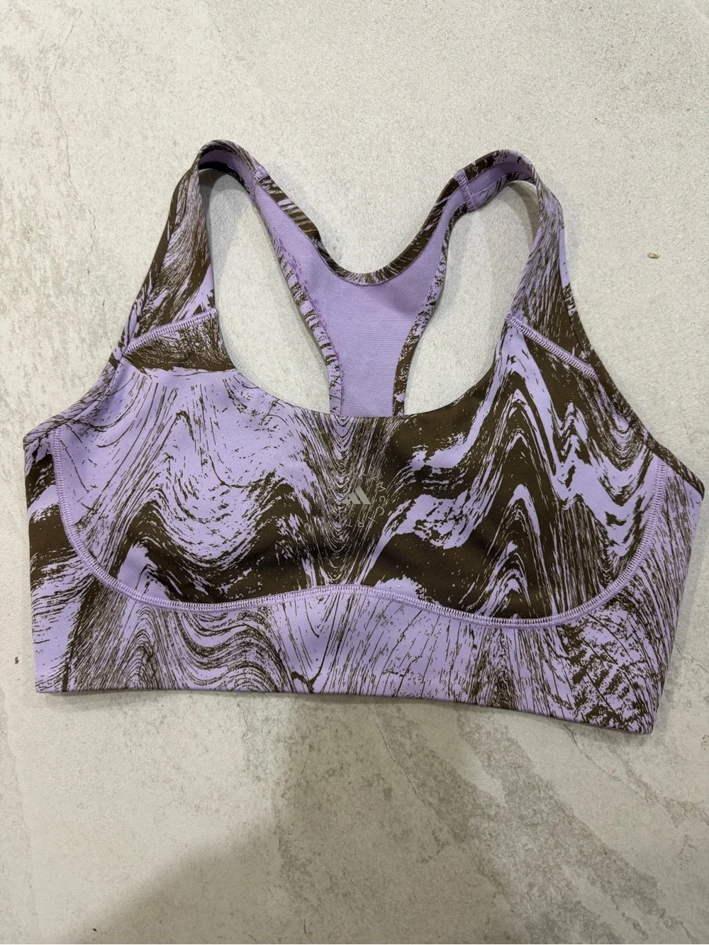 Stella McCartney Lavender & Brown Marble-Print Racerback Sports Bra